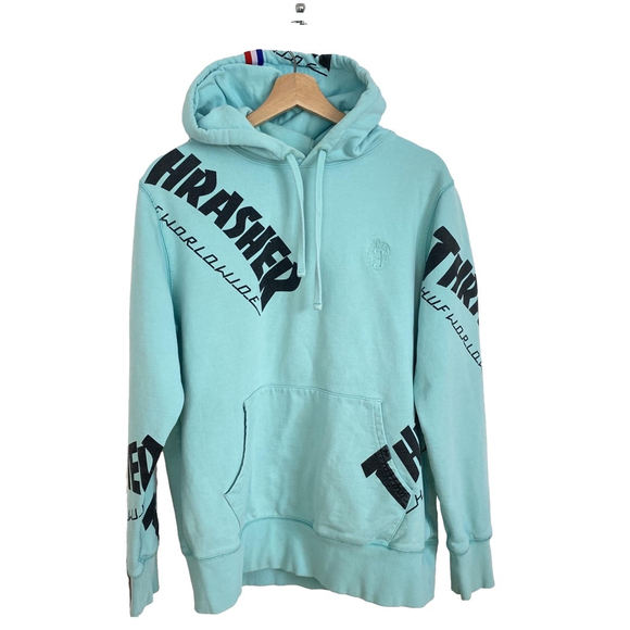 HUF Tops - HUF x Thrasher Hoodie Size L Light Teal